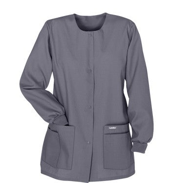 Scrub Jacket 4-Pocket ( angled pockets ) solid ladies Full sleevs with rib and snap button