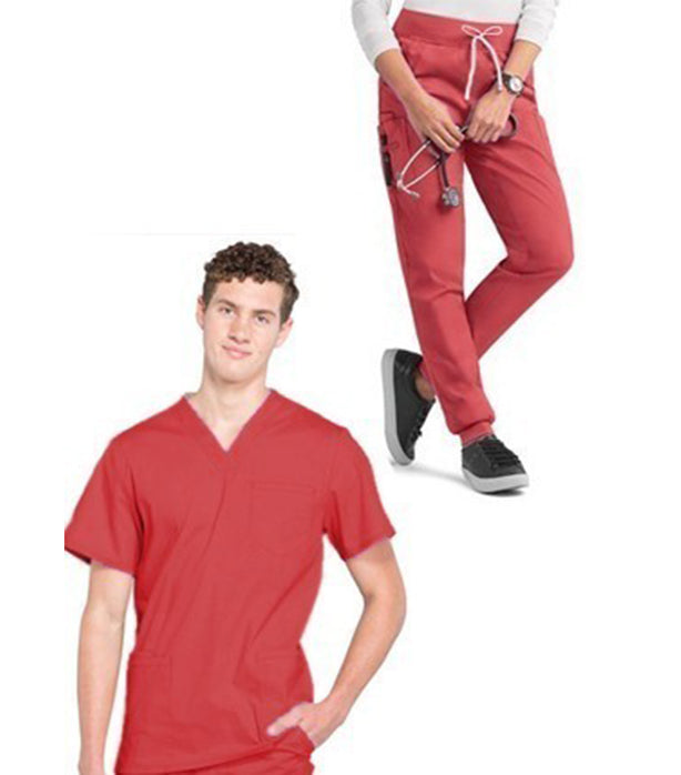 Stretch Unisex Jogger Scrub Set - 6 Pockets, Half Sleeves (3-Pocket Top & 3-Pocket Pant)